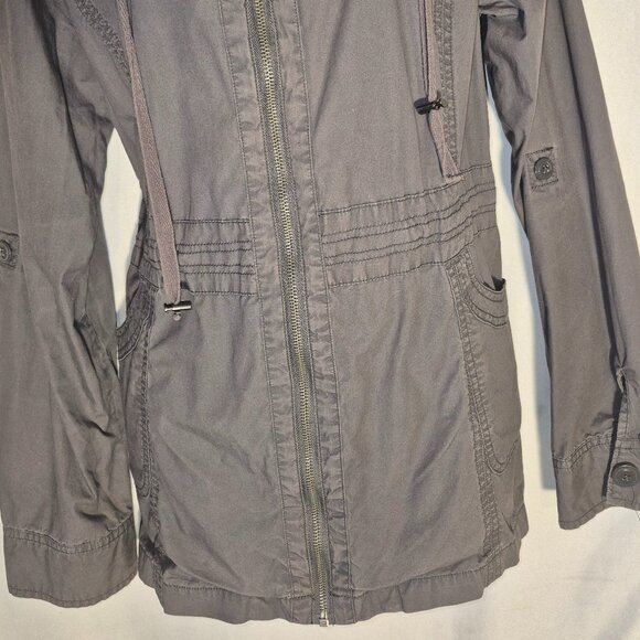 DECREE lightweight utility jacket. Green, zippered front, flip up collar, XL - Picture 7 of 16